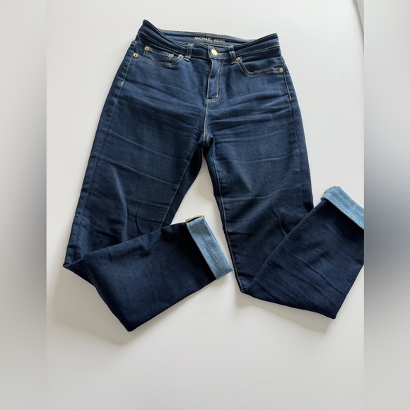 Michael Kors Dark Wash Straight Leg Jeans Mid Rise Stretch Denim size 4 - Picture 2 of 11